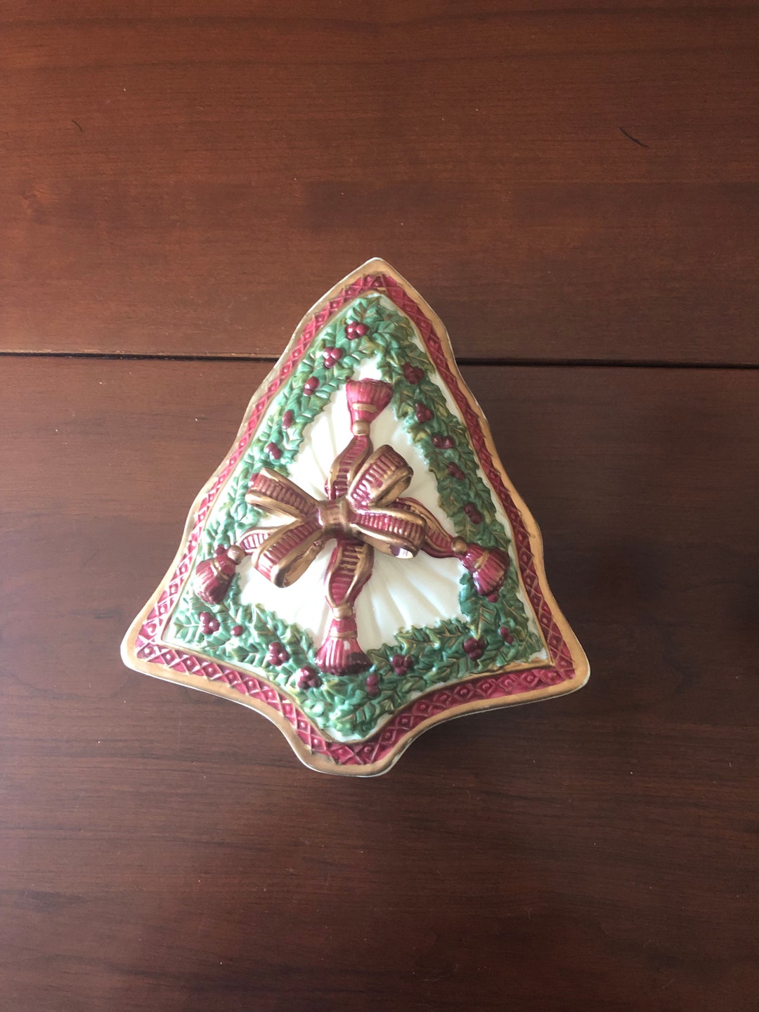 Vintage Christmas Candy Dish, Christmas Trinket Dish, Vintage Dish
