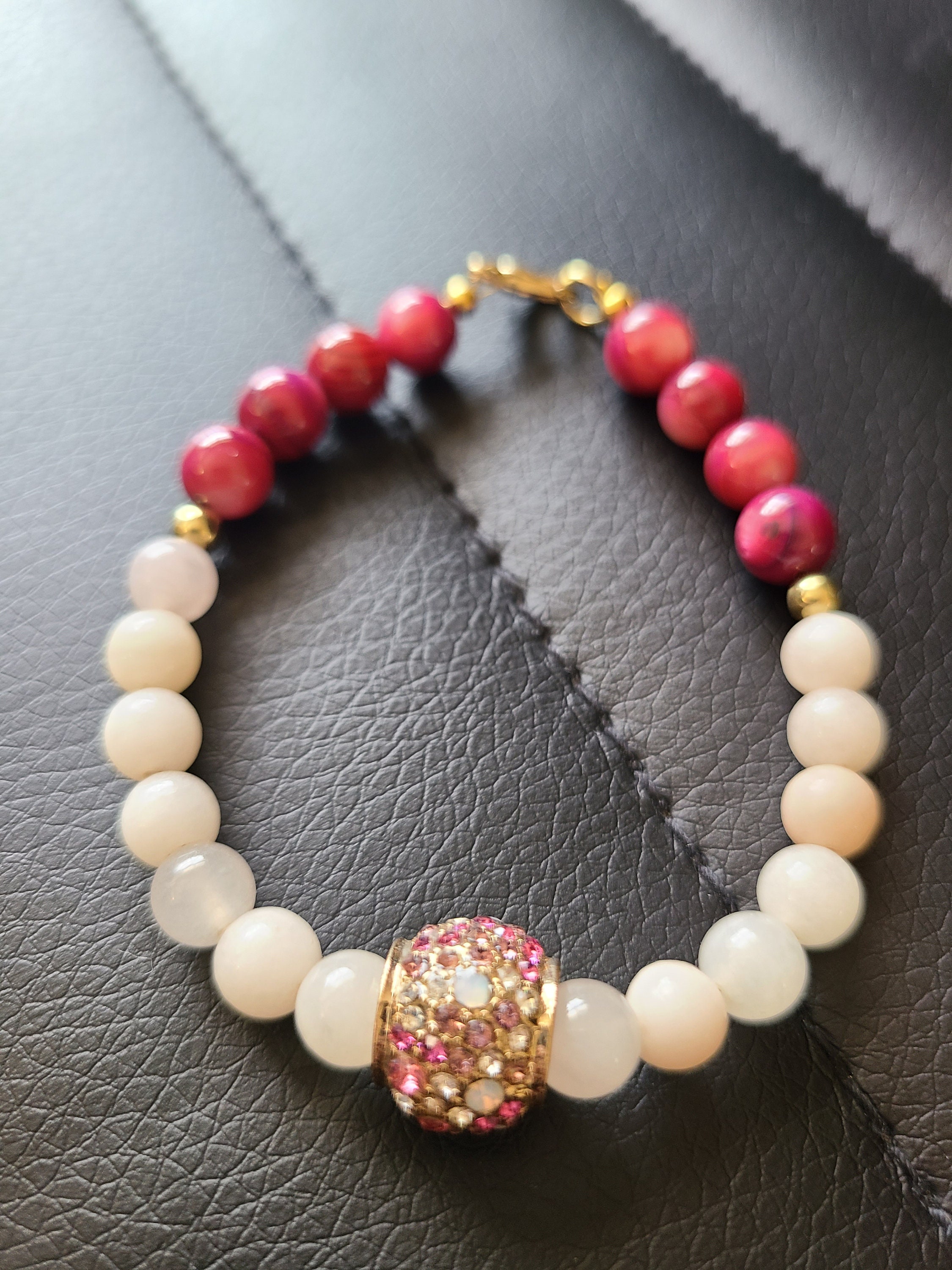 Handmade Pink Shell Beaded Bracelet