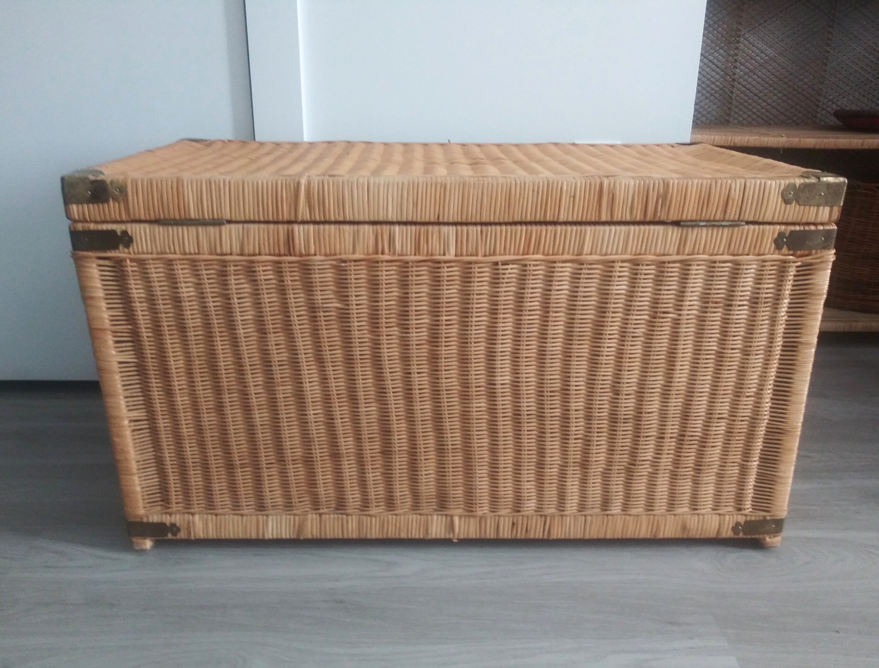 Large Vintage Wicker Chest Etsy