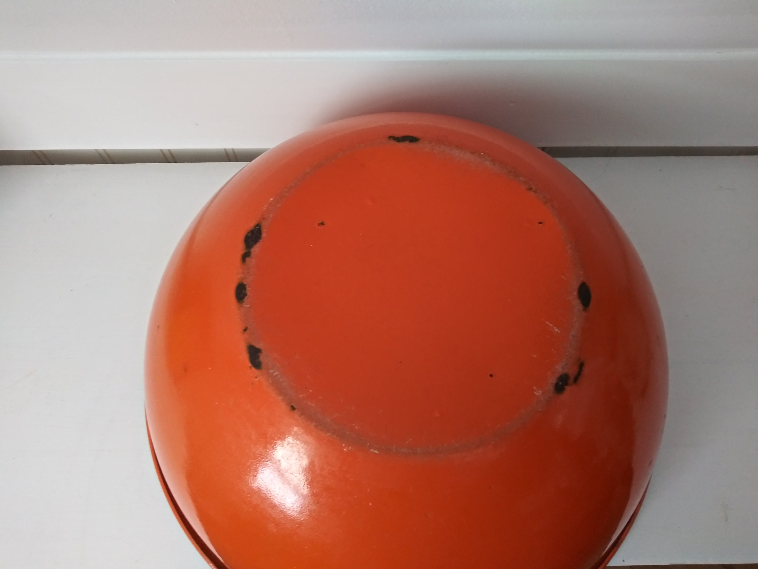 Vintage Extra Large Orange Enamelware Bowl Etsy