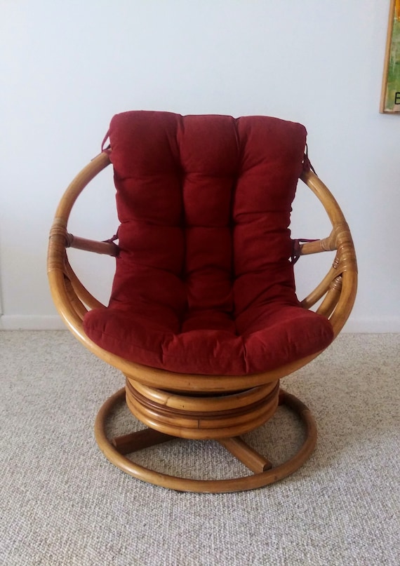 Mid Century Rattan Bamboo Swivel Chair