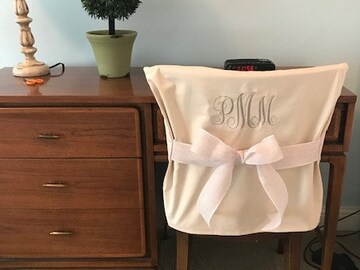 Monogrammed Dorm Chair Back Cover with cursive font/ Personalized chair Cover / Office Chair / Dining Chair/ One Size Fits Most