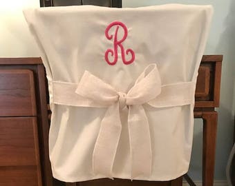 Monogrammed Dorm Chair Back Cover with cursive font/ Personalized chair Cover / Office Chair / Dining Chair/ One Size Fits Most