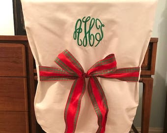 Monogram Christmas Chair cover/Personalized holiday Chair coverChristmas gift/Christmas Chair cover/Office gift/Custom home decor