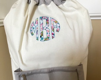 Monogrammed Laundry Bag: Large College Dorm Bag with Pocket