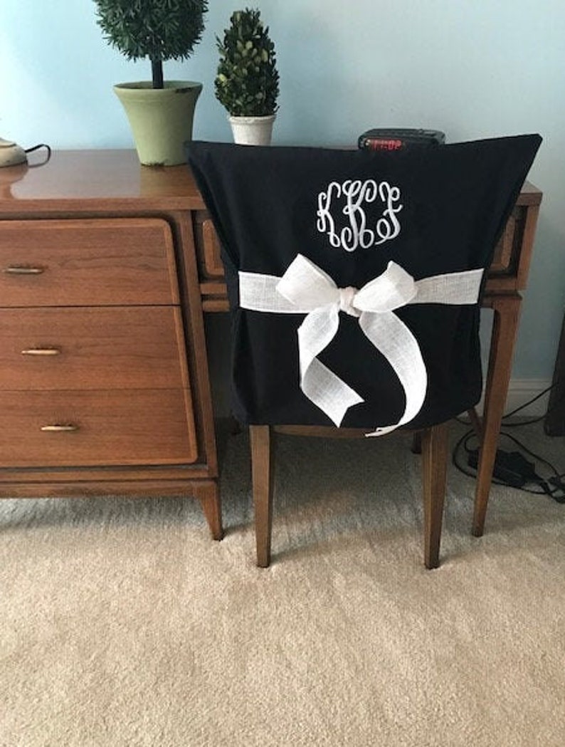 Desk Chair Covers/black Monogrammed Dorm Chair Back Cover / Etsy