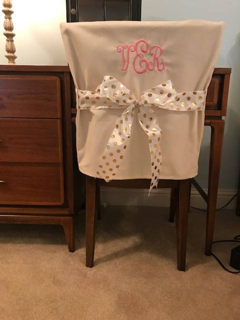 Desk Chair Covers Monogrammed Dorm Chair Back Cover Etsy