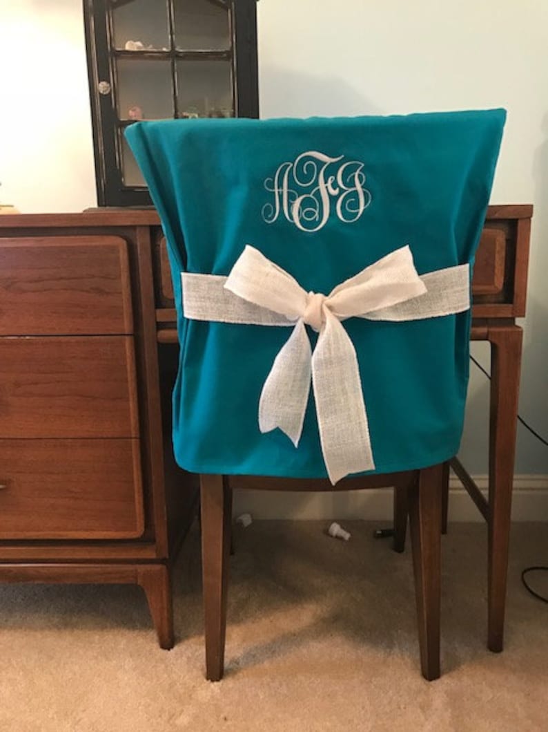Desk Chair Covers/teal Monogrammed Dorm Chair Back Cover / - Etsy