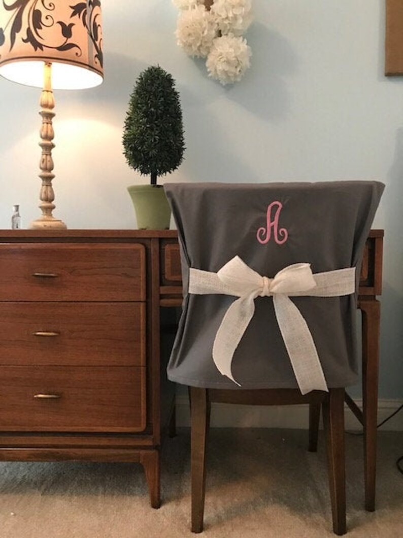 Gray Monogram Dorm Chair Back Cover / Personalized Chair Cover Etsy