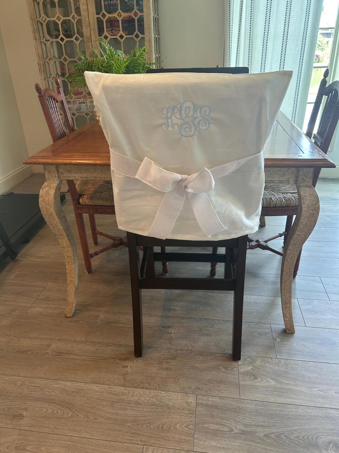 Desk Chair Covers/white Monogrammed Chair Back Cover / Personalized ...