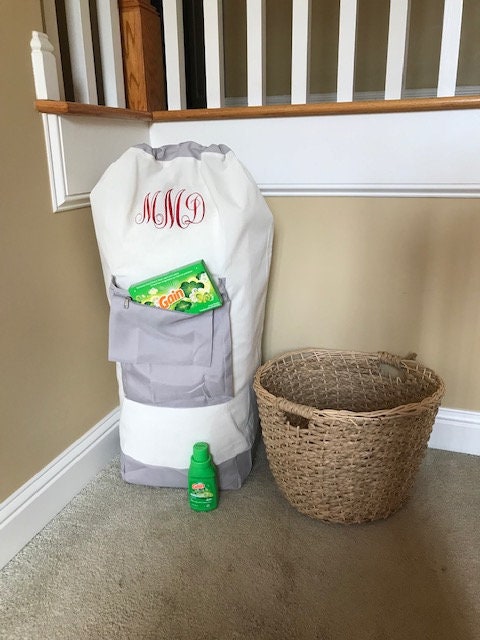 Personalized Laundry Bag with strap/ Monogrammed laundry bag/Large la…