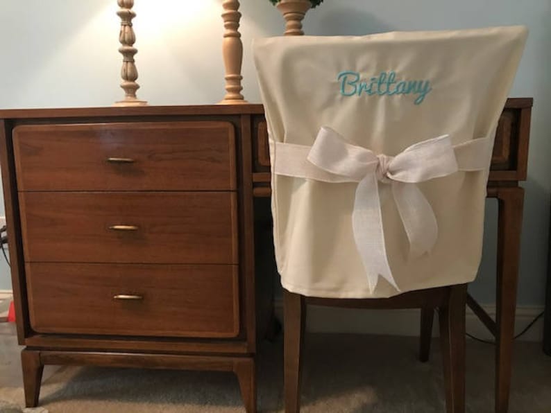Monogrammed Dorm Chair Back Cover With Cursive Font/ | Etsy