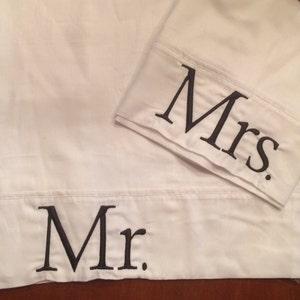 Monogram Mr. and Mrs. pillowcases/ Fits Standard pillows/Great Wedding or Engagement gift/ Bedding Accessory