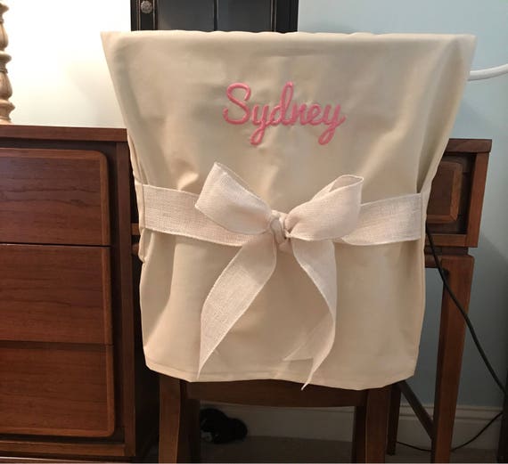 Monogrammed Dorm Chair Back Cover With Cursive Font Personalized Chair Cover Office Chair Dining Chair One Size Fits Most Etsy