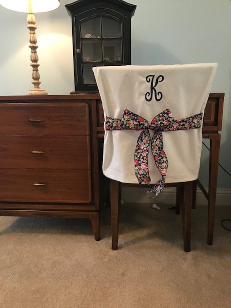 Monogrammed Single Initial Dorm Chair Back Cover / Dorm Desk Etsy