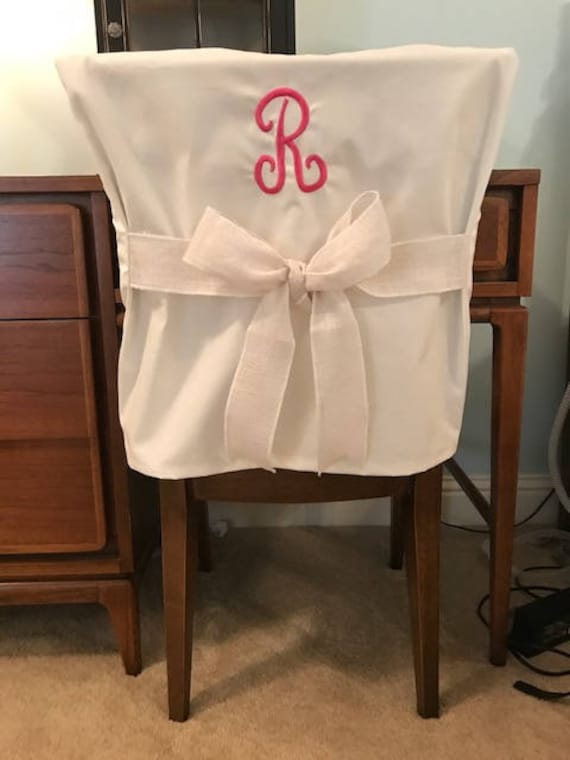 Desk Chair Covers white Monogrammed Single Initial Chair Back Cover Personalized Chair Cover Design Your Own One Size Fits Most Etsy
