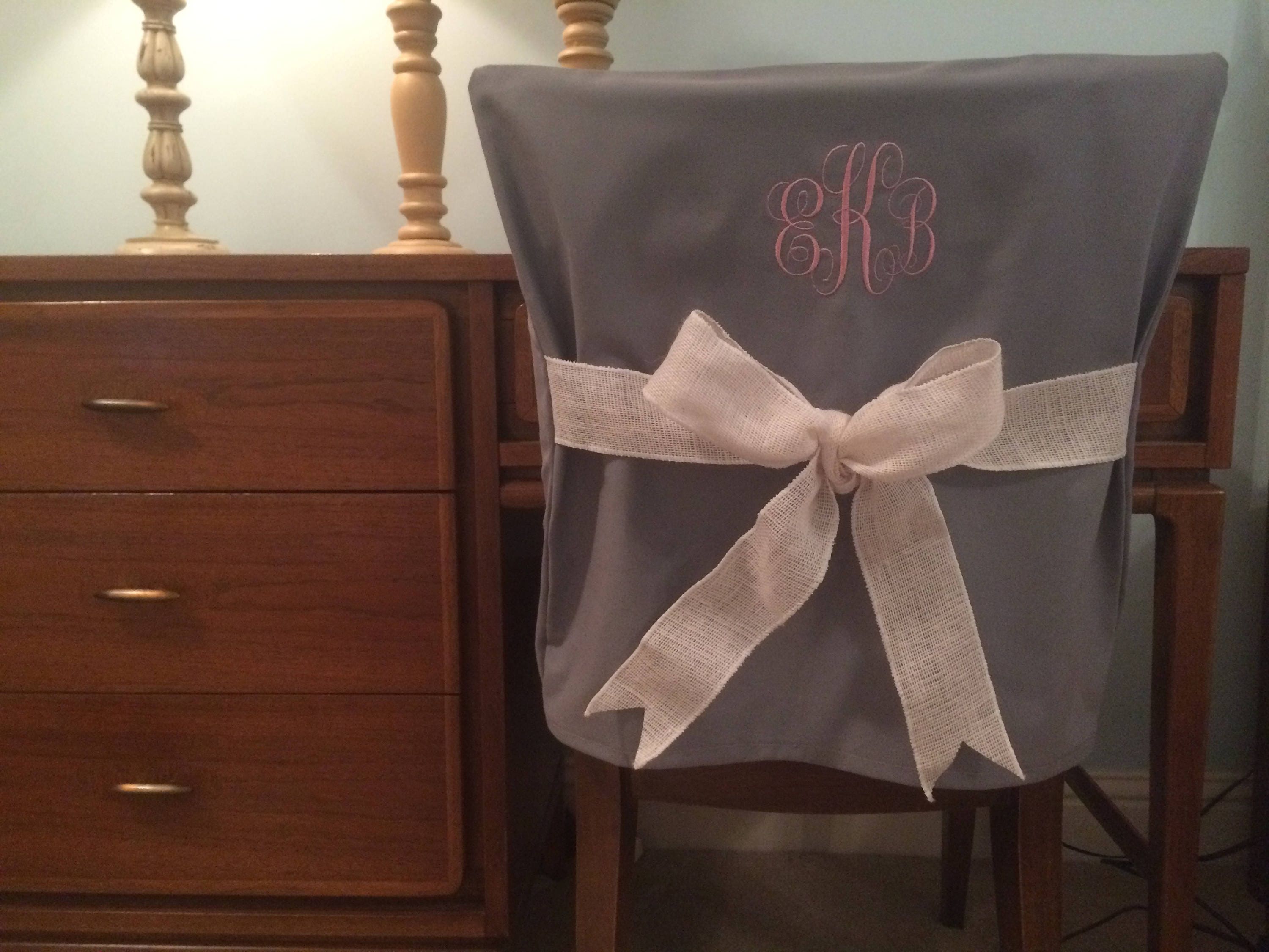 Desk Chair Covers/gray Monogrammed Dorm Chair Back Cover / -  Israel