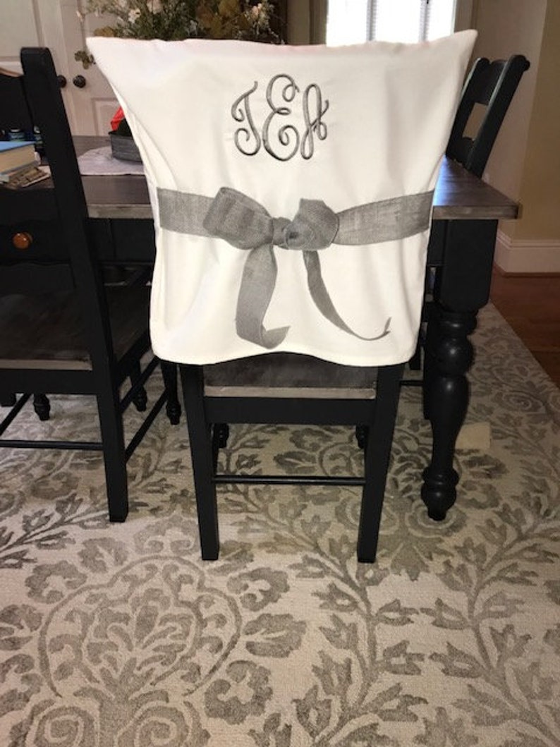 Monogrammed Dorm Chair Back Cover/ White Personalized chair Etsy