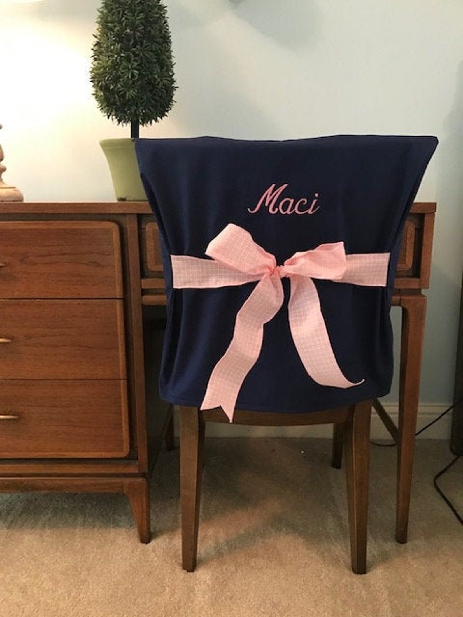 Desk Chair Covers/Navy Monogrammed Dorm Chair Back Cover / Etsy Italia