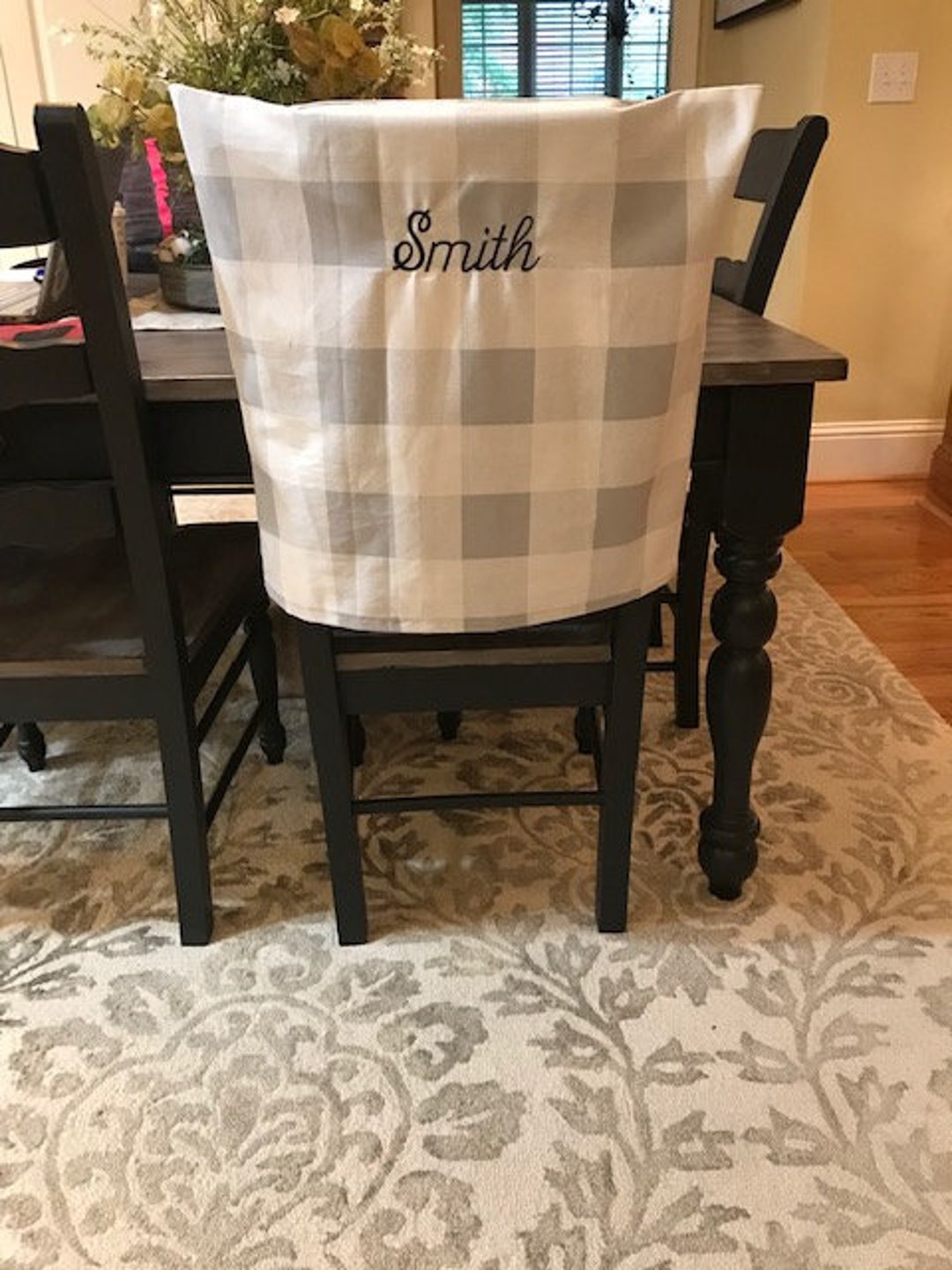 Checked chair covers hot sale