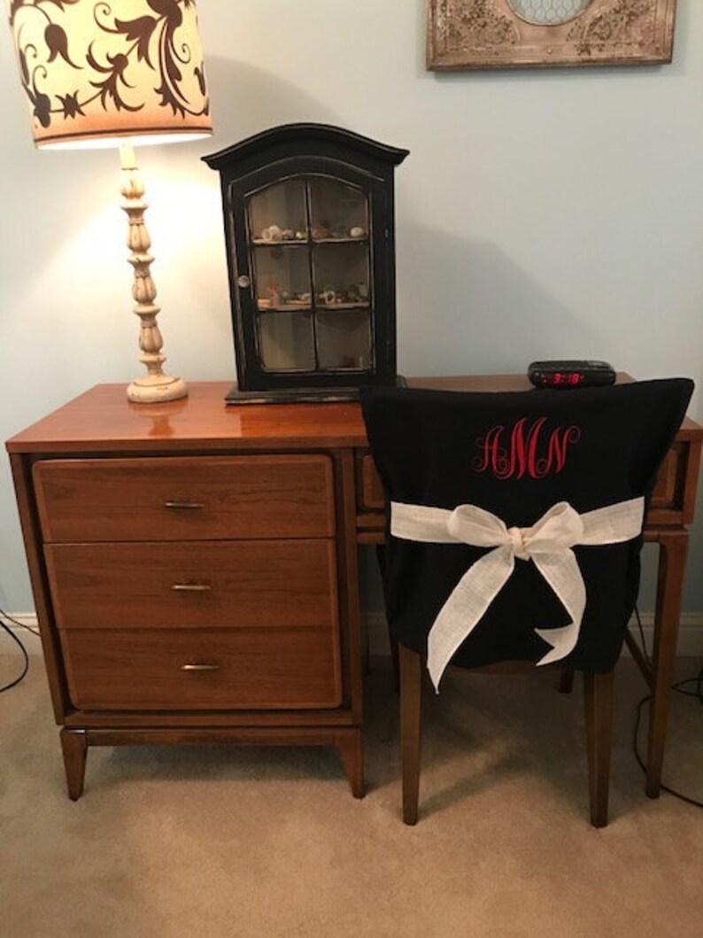Desk Chair Covers Black Monogrammed Dorm Chair Back Cover Etsy