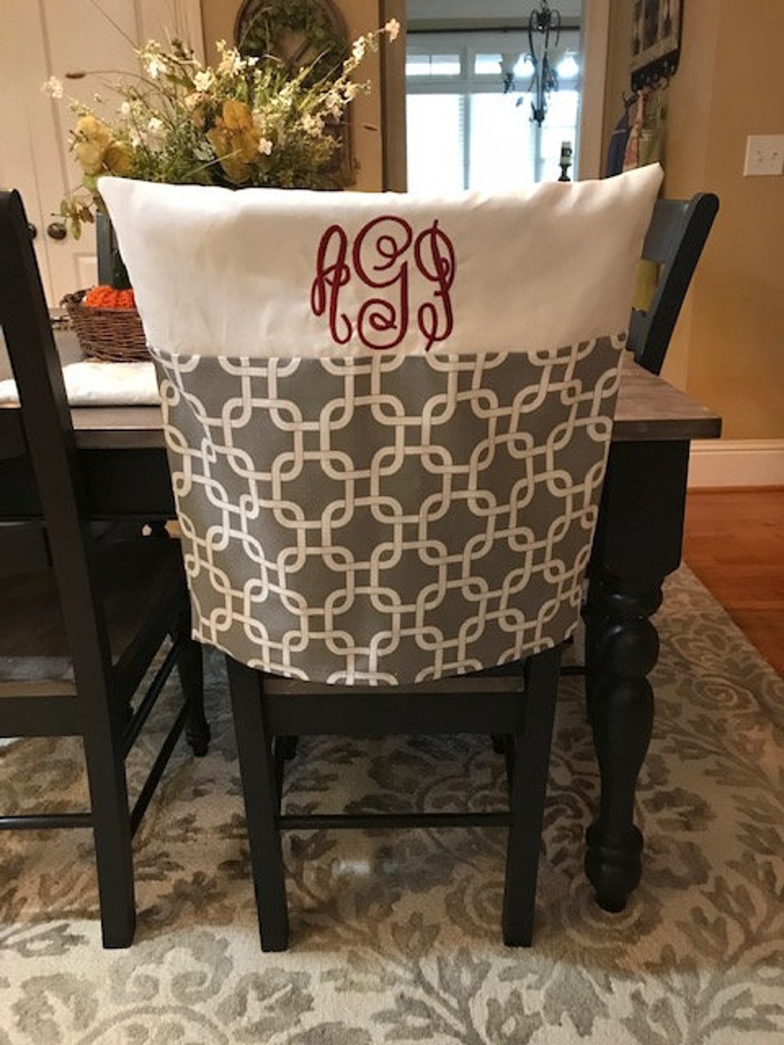 Pattern Chair Covers Custom Gray Pattern Chair Cover Monogram Slip Cover Gift for | Etsy