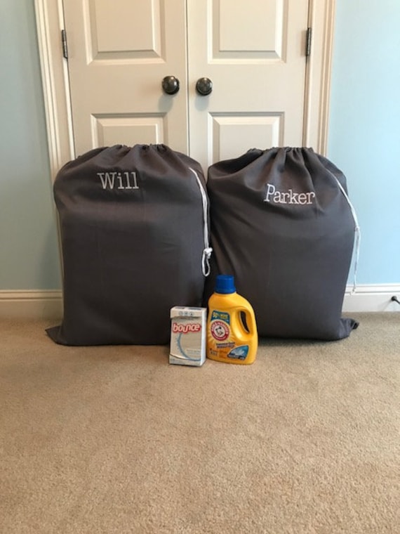 Set of 2 Personalized Gray Laundry Bag/ College Laundry Bag/ Etsy