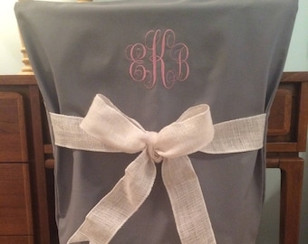 Gray Monogram Dorm Chair Back Cover / Personalized chair Cover / Office Chair / Dorm room accessory/Slip cover/One Size Fits Most