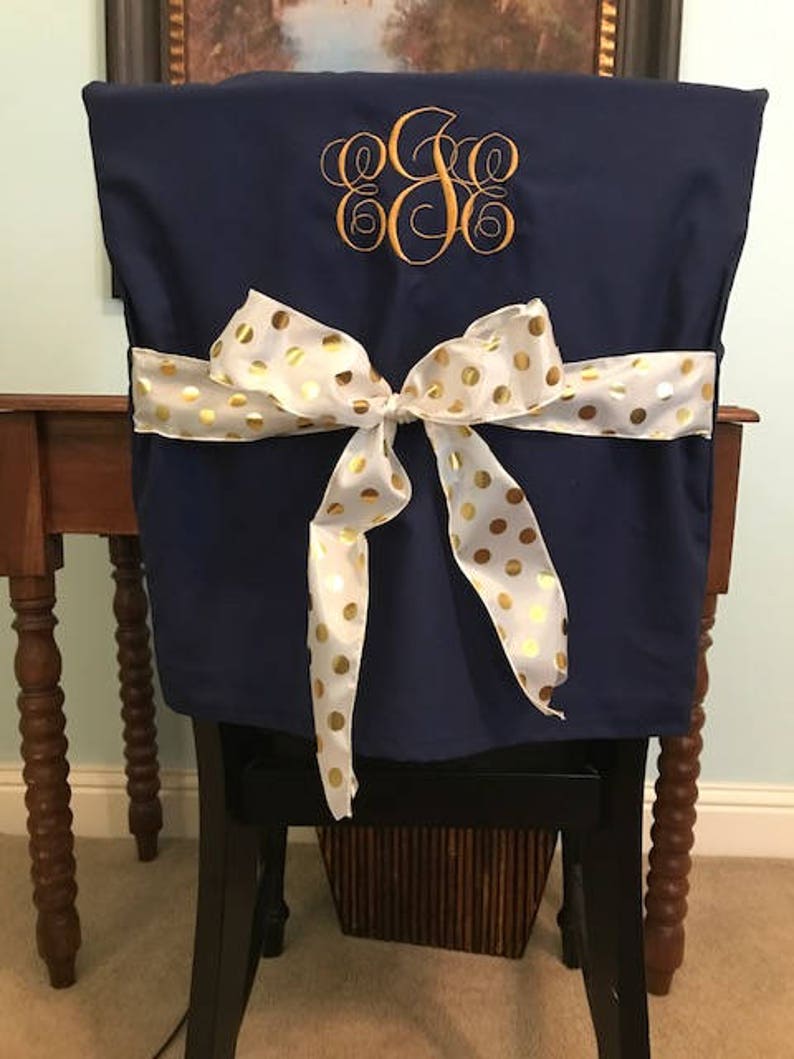 Desk Chair Covers/Navy Monogrammed Dorm Chair Back Cover / Etsy