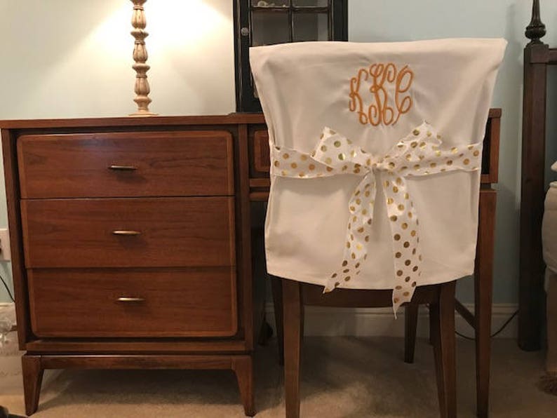 Desk Chair Covers/white Monogrammed Dorm Chair Back Cover / Etsy