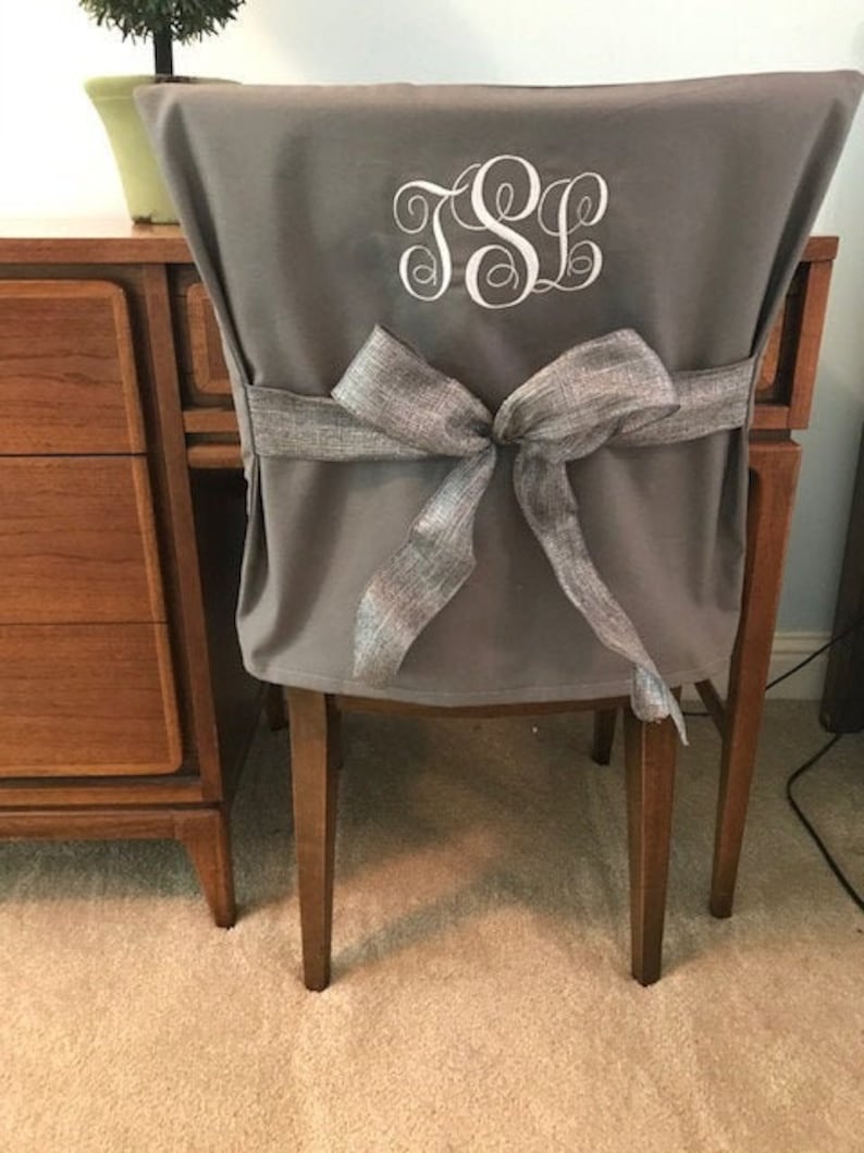 Gray Monogram Dorm Chair Back Cover / Personalized Chair Cover Etsy