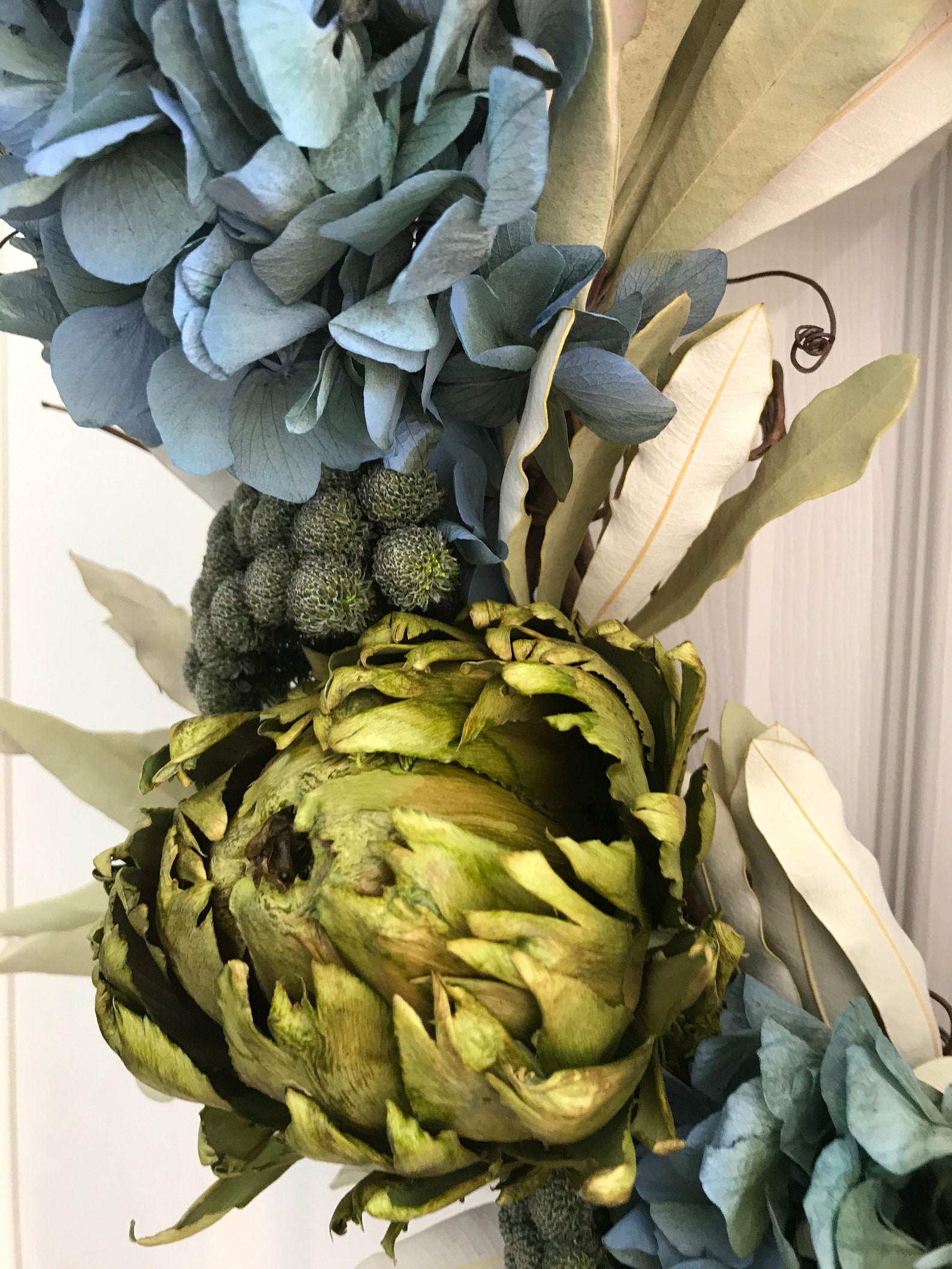 Dried Artichoke and Preserved Hydrangea Wreath Centerpiece Etsy