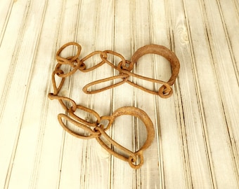 Antique Hand Forged Iron Shackles: Vintage Leg Irons, 1800s