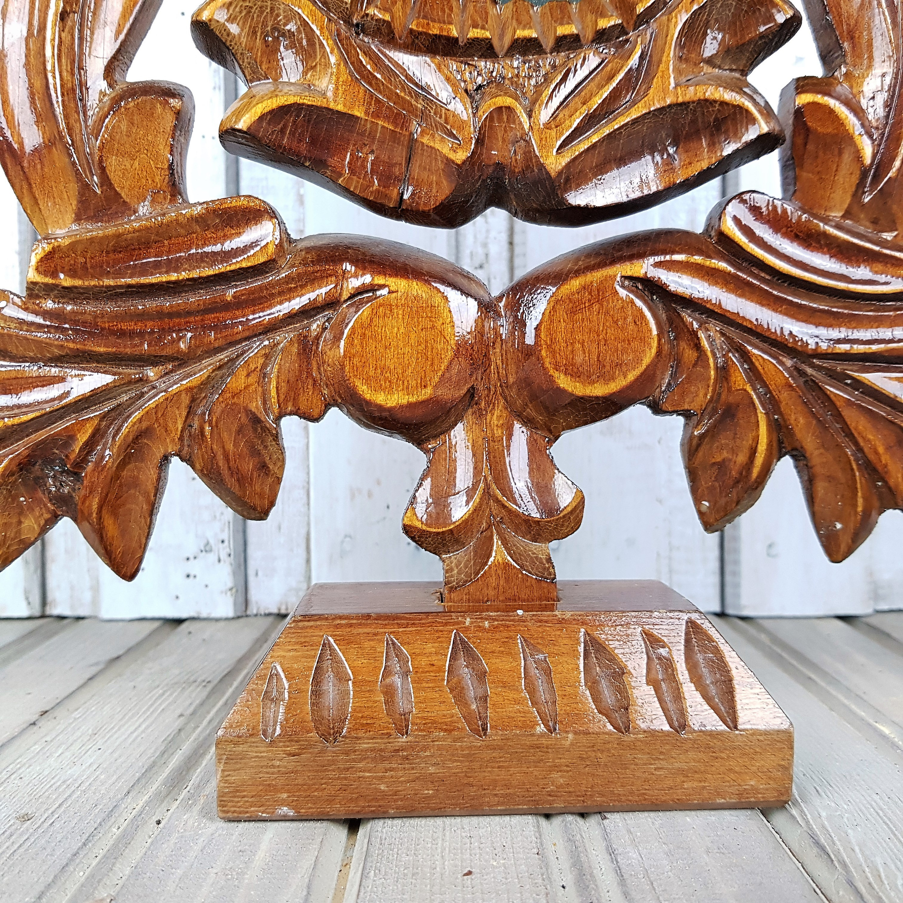 ヴィンテージ木彫りデスクミラー：1930年代の楕円形フレーム - Etsy 日本