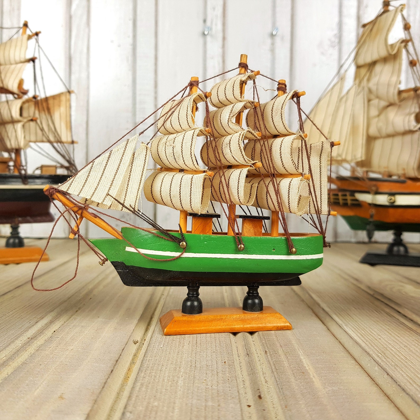 Wooden model ships Handcrafted wooden ships Set of 5 ships Etsy