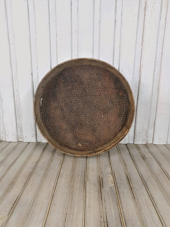 Antikes Sieb aus Holz: Großes Sieb für die Küche (36 cm)