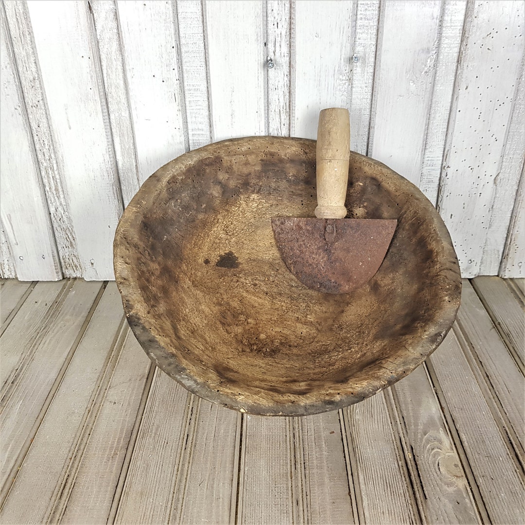 Hand Carved Wooden Scoop, Vintage Antique Wooden Scoop, Wooden Shovel
