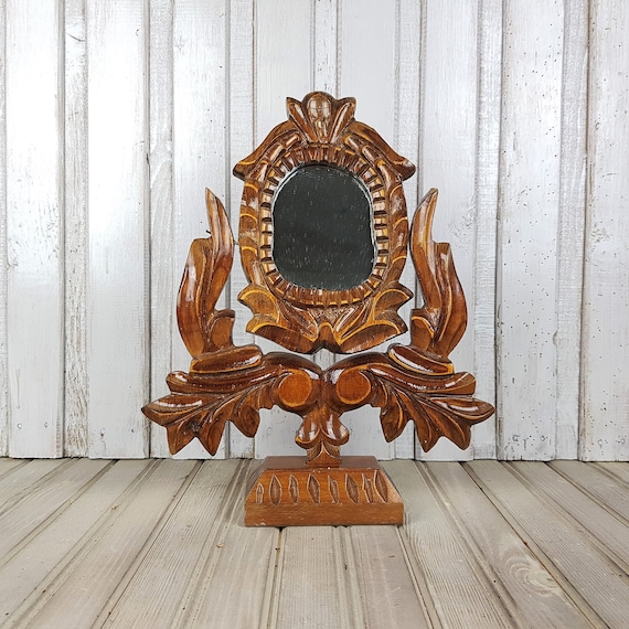Vintage Wooden Mirror Desk In A Frame Vintage Wooden Mirror Desk In A