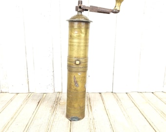 Antique Turkish Brass Coffee Grinder - 1900s Ottoman Mill