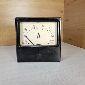 Vintage ammeter, Ammeter, Retro electronics, Bakelite body, Electrical measuring Instrument, Big ammeter, Industrial decor, Antique ammeter