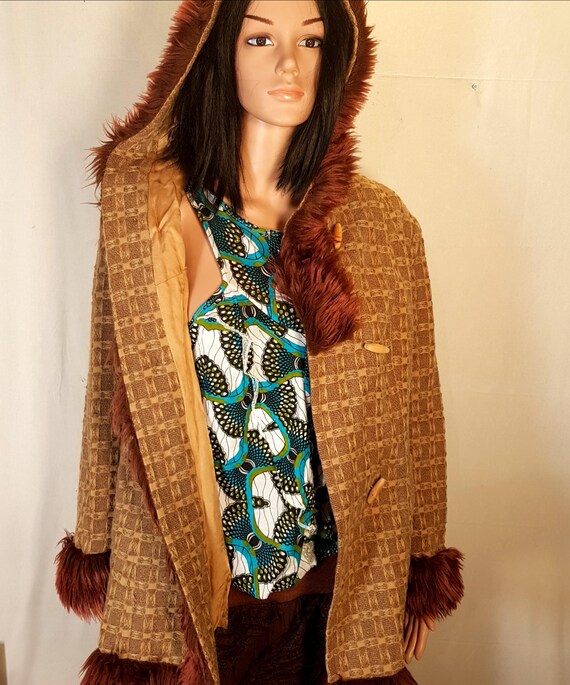 Vintage womens coat, Retro womens coat, Brown coa… - image 4