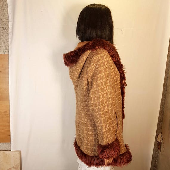 Vintage womens coat, Retro womens coat, Brown coa… - image 3