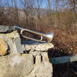 Vintage military trumpet, Signal horn, Musical instrument, Military horn, Collectible tube, Antique metal trumpet, Military collectible