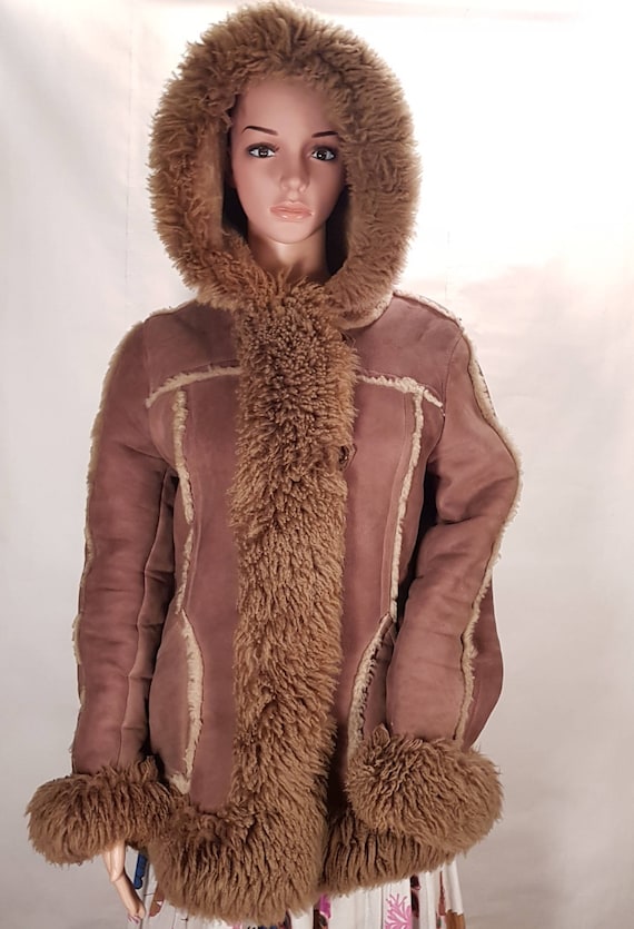 Vintage sheepskin womens coat, Womens coat, Brown