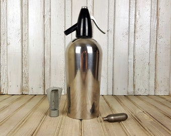 Siphon à soda en métal vintage - Déco bar des années 1970