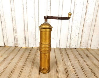 Antique Brass Turkish Coffee Grinder - 1900s Ottoman Mill