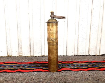 Antique Turkish Brass Pepper Grinder: Ottoman Empire, 1900s