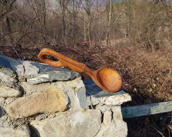 Hand Carved Wooden Spoon: Vintage Primitive Kitchen Decor (14 inch)