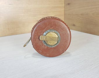 Измерительная лента, Винтажная измерительная лента, Винтажная металлическая лента мера, Метр металлическая лента 20 метров, Лента мера, Старый промышленный инструмент