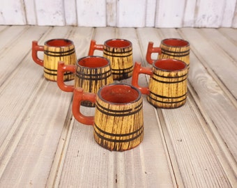 Ceramic set, Vintage ceramic set, Wine set, Vintage ceramics jug and cups, Handmade and hand painted clay set, Traditional folk set